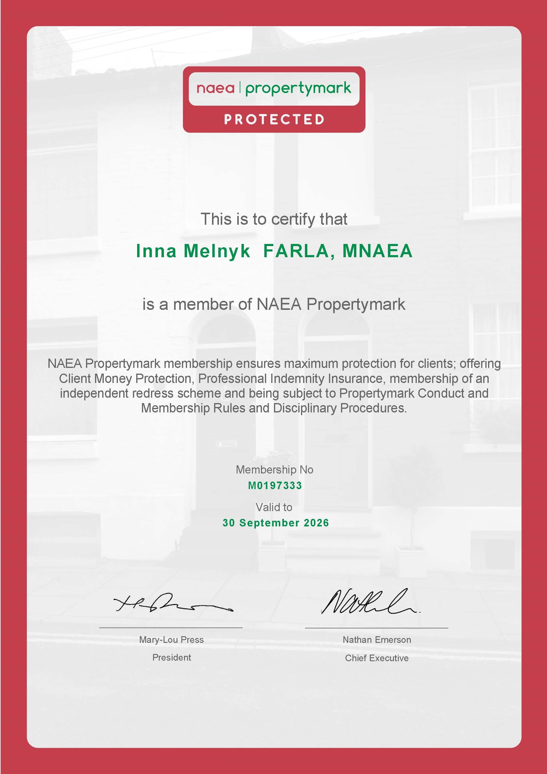 nead membership propertymark inna melnyk